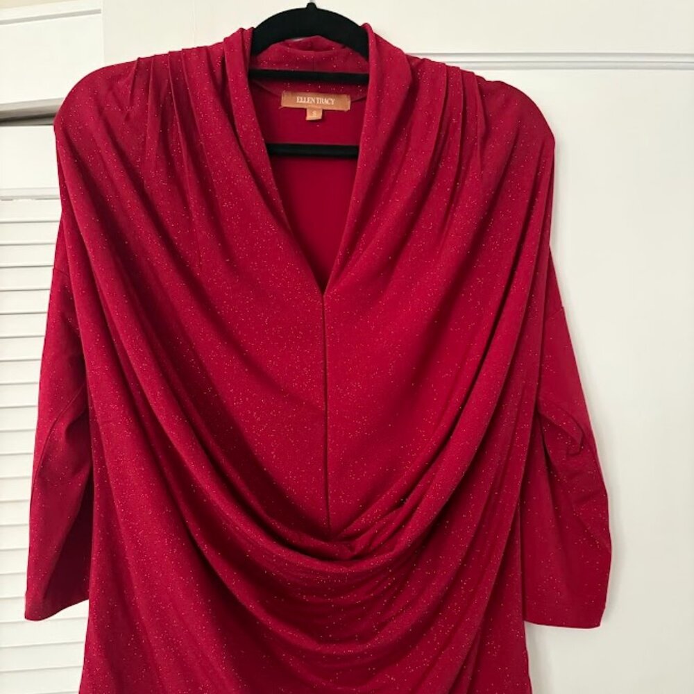 Ellen Tracy Holiday Red Blouse